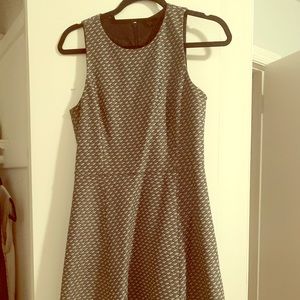 Theory Gray and White Tweed A-Line Dress
